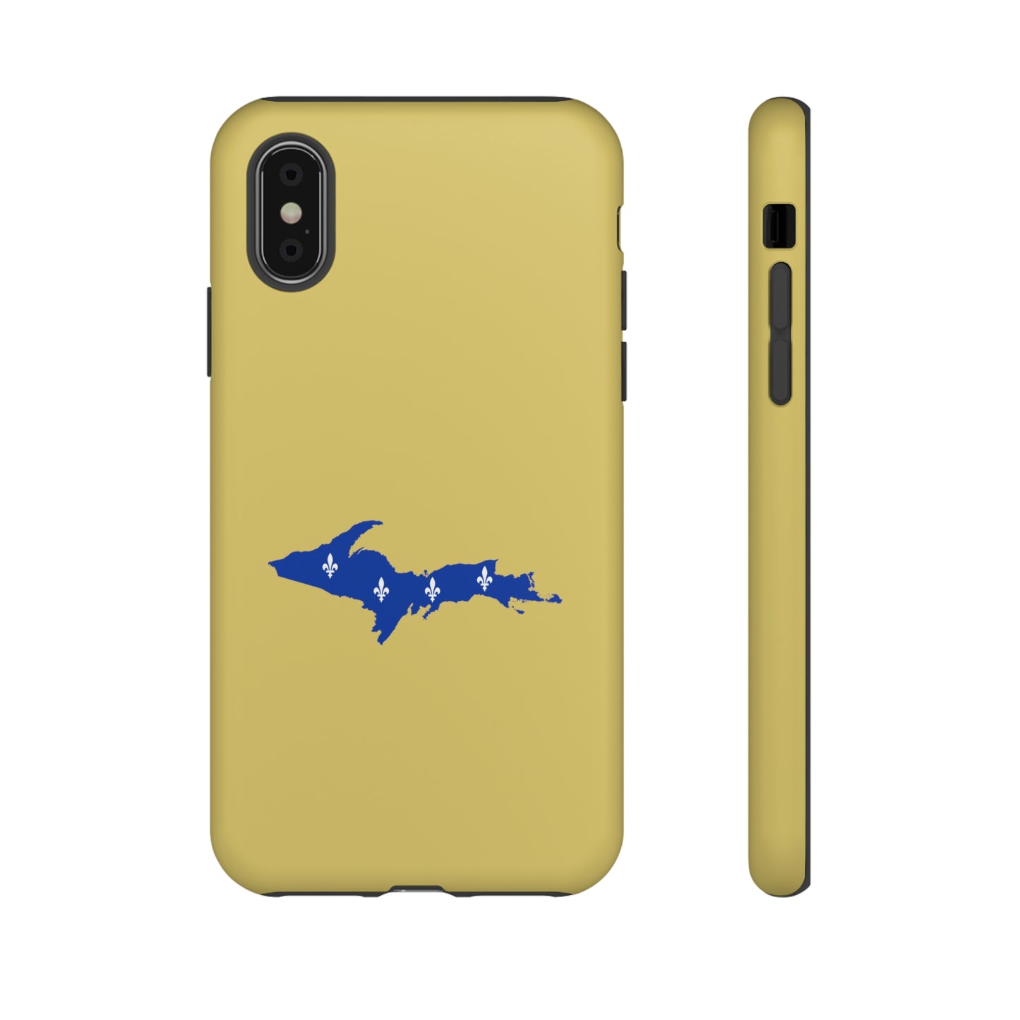 Michigan Upper Peninsula Tough Phone Case (Plum Yellow w/ UP Quebec Flag Outline) | Apple iPhone