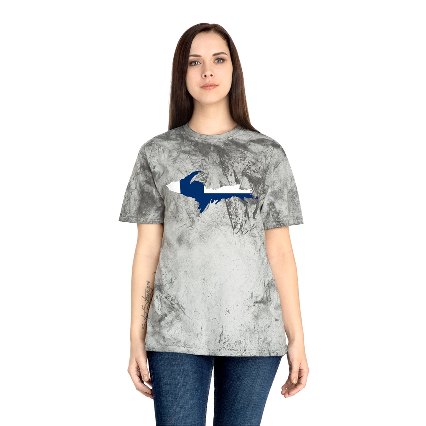 Michigan Upper Peninsula T-Shirt (w/ UP Finland Flag Outline) | Unisex Color Blast