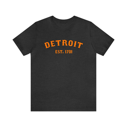 Detroit EST. 1701' T-Shirt (Orange Ballpark Font) | Unisex Standard