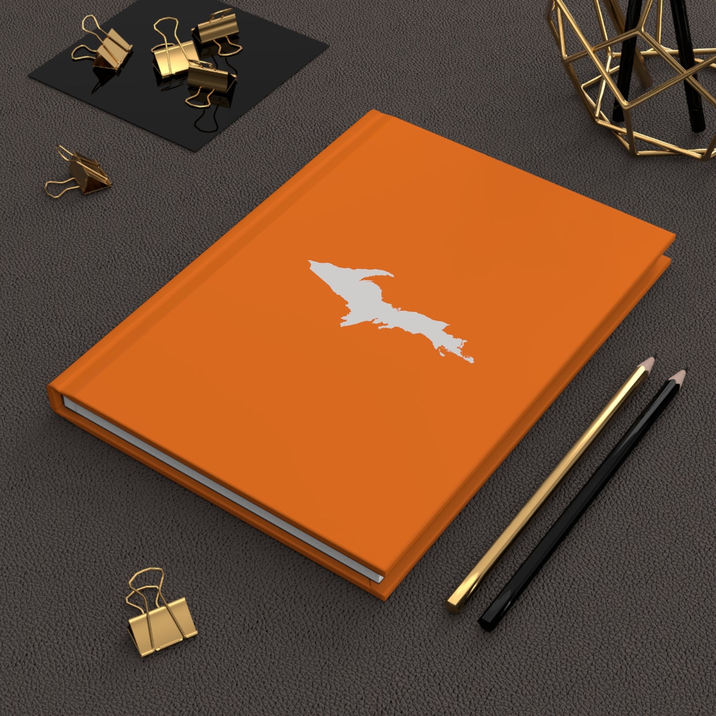 Michigan Upper Peninsula Hardcover Journal (Safety Orange w/ UP Outline) | Ruled - 150pgs