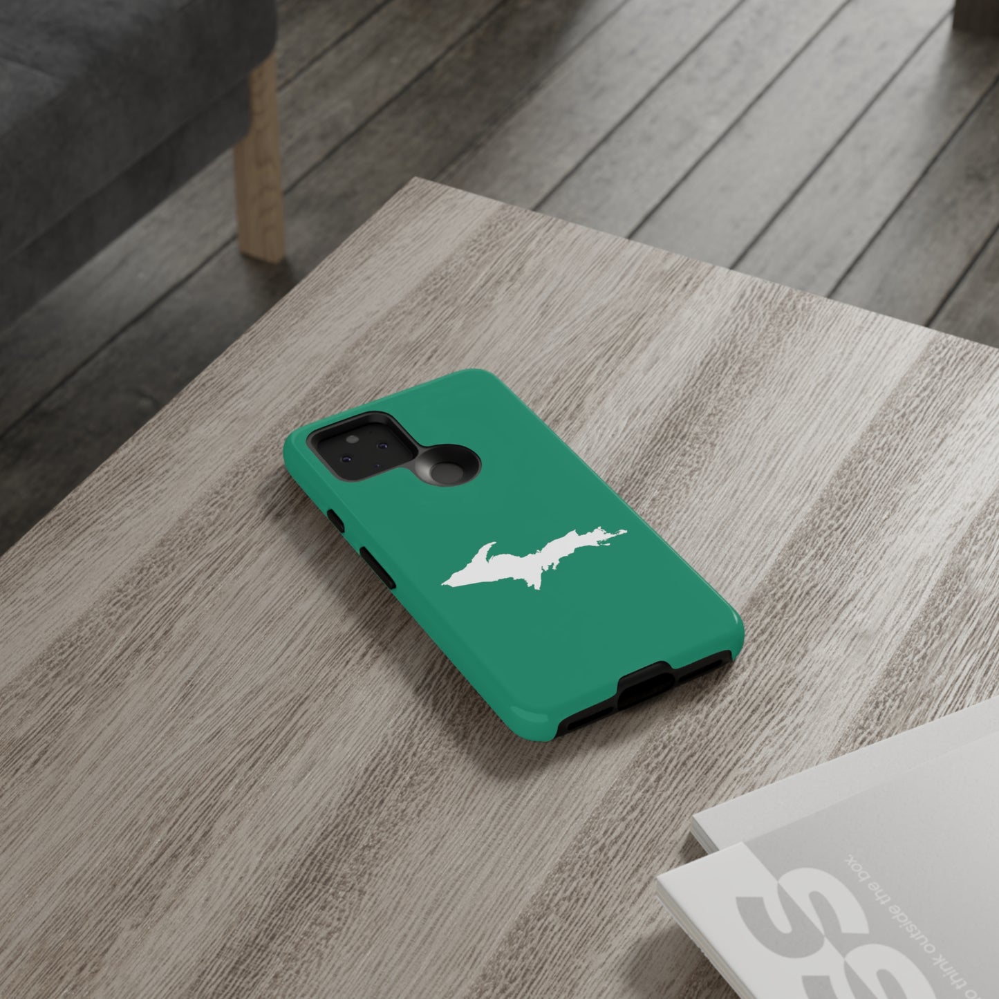 Michigan Upper Peninsula Tough Phone Case (Emerald Green w/ UP Outline) | Samsung & Pixel Android