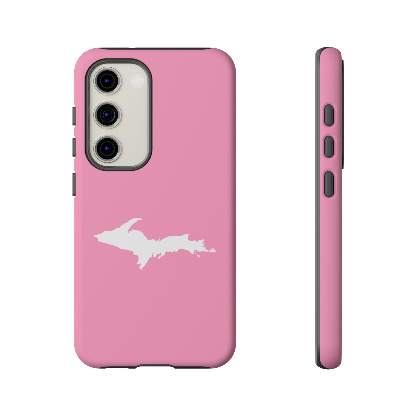 Michigan Upper Peninsula Tough Phone Case ('67 Caddie Pink w/ UP Outline) | Samsung & Pixel Android