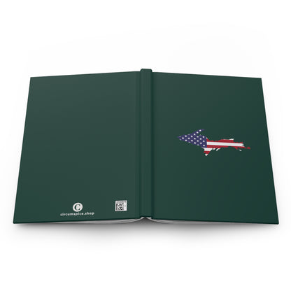 Michigan Upper Peninsula Hardcover Journal (w/ UP USA Flag) | Ruled - Laconic Green