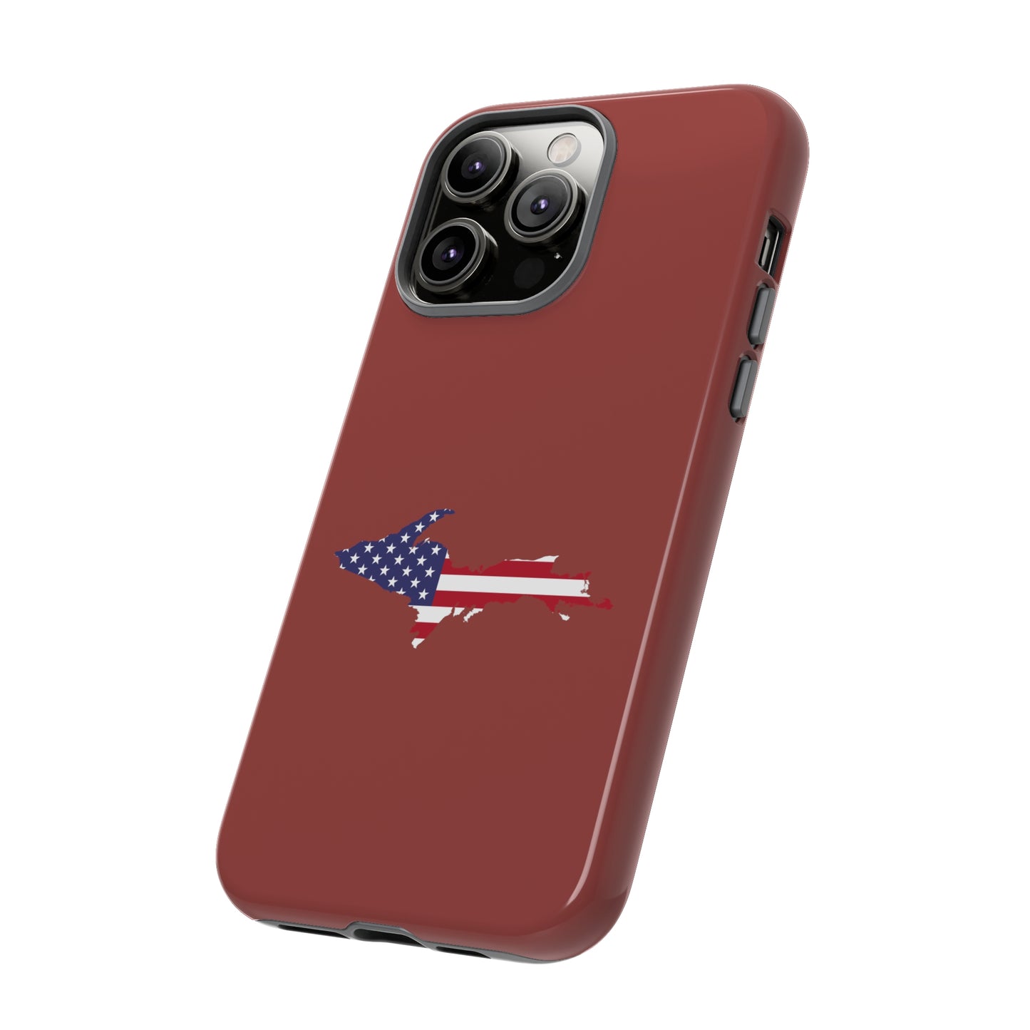 Michigan Upper Peninsula Tough Phone Case (Ore Dock Red w/ UP USA Flag Outline) | Apple iPhone