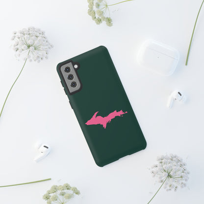 Michigan Upper Peninsula Tough Phone Case (Green w/ Pink UP Outline) | Samsung & Pixel Android