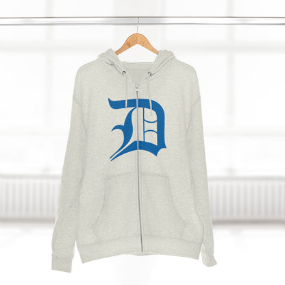 Detroit 'Old English D' Hoodie (Full-Body Azure) | Unisex Full Zip