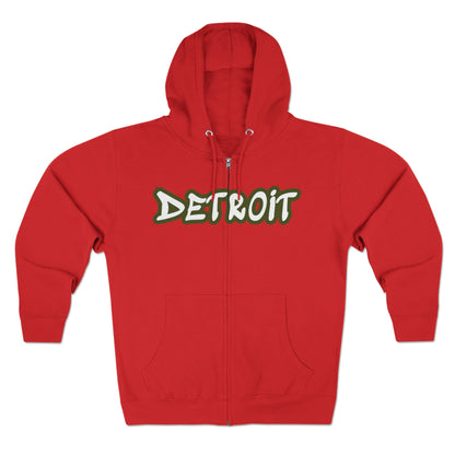 Detroit' Hoodie (Army Green Tag Font) | Unisex Full Zip