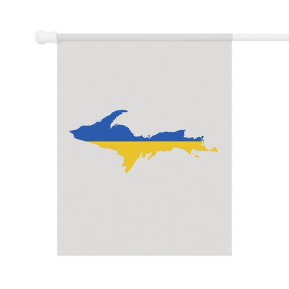 Michigan Upper Peninsula Home & Garden Flag (w/ UP Ukraine Flag) | Birch Bark White