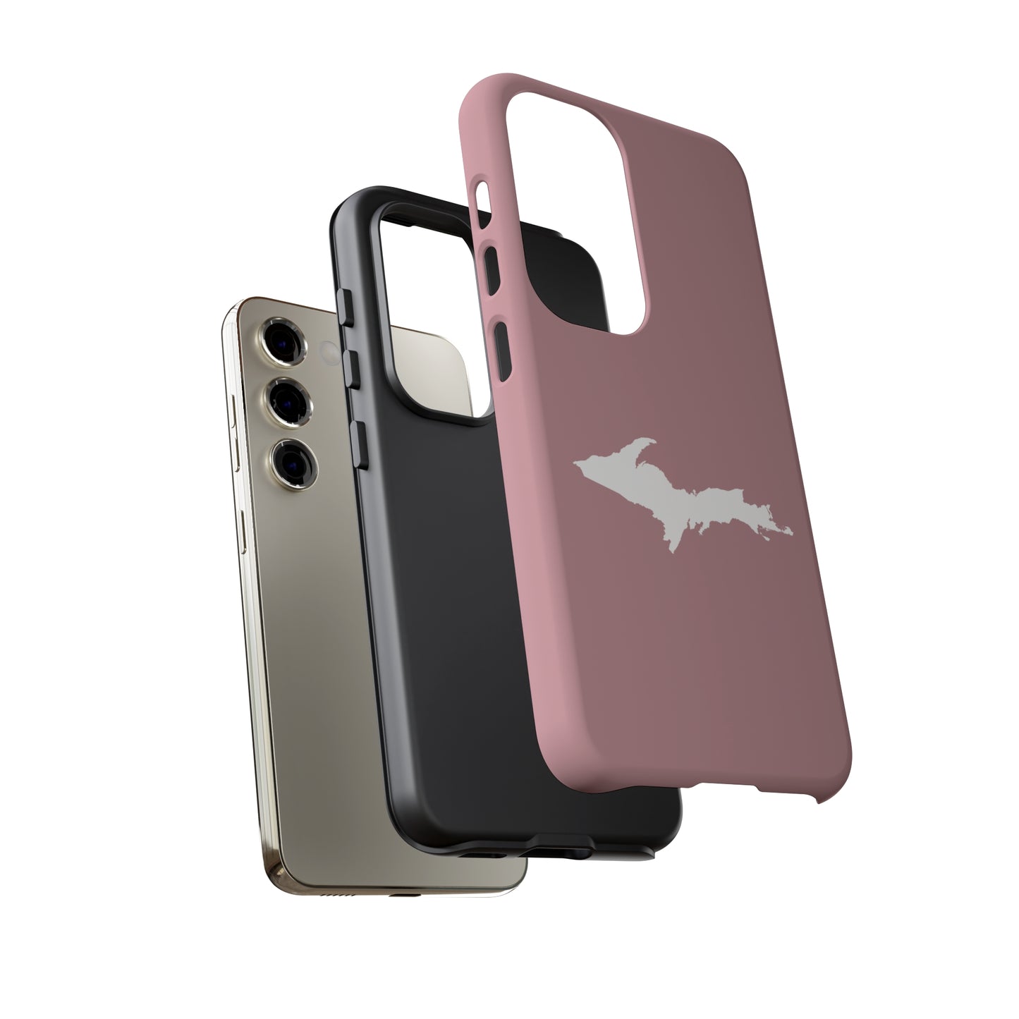 Michigan Upper Peninsula Tough Phone Case (Cherry Blossom Color w/ UP Outline) | Samsung & Pixel Android