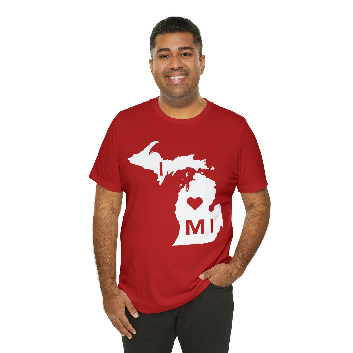 'I ❤️ MI' T-Shirt (w/ Full MI Outline) | Unisex Standard Fit