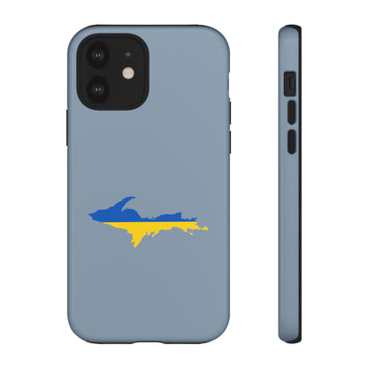 Michigan Upper Peninsula Tough Phone Case (B-24 Liberator Grey w/ UP Ukraine Flag Outline) | Apple iPhone