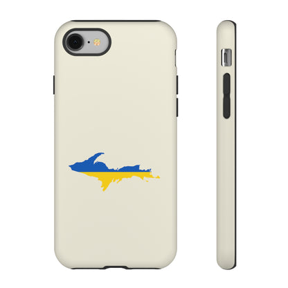 Michigan Upper Peninsula Tough Phone Case (Ivory Color w/ UP Ukraine Flag Outline) | Apple iPhone