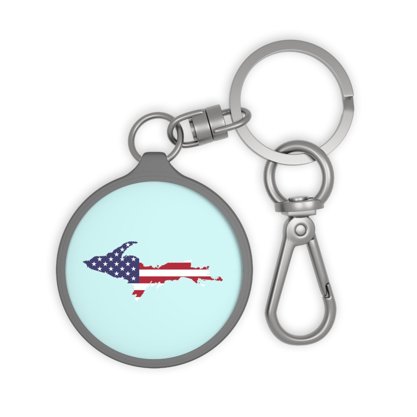 Michigan Upper Peninsula Keyring (w/ UP USA Flag) | Cyan