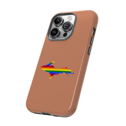 Michigan Upper Peninsula Tough Phone Case (Copper Color w/ UP Pride Flag Outline) | Apple iPhone