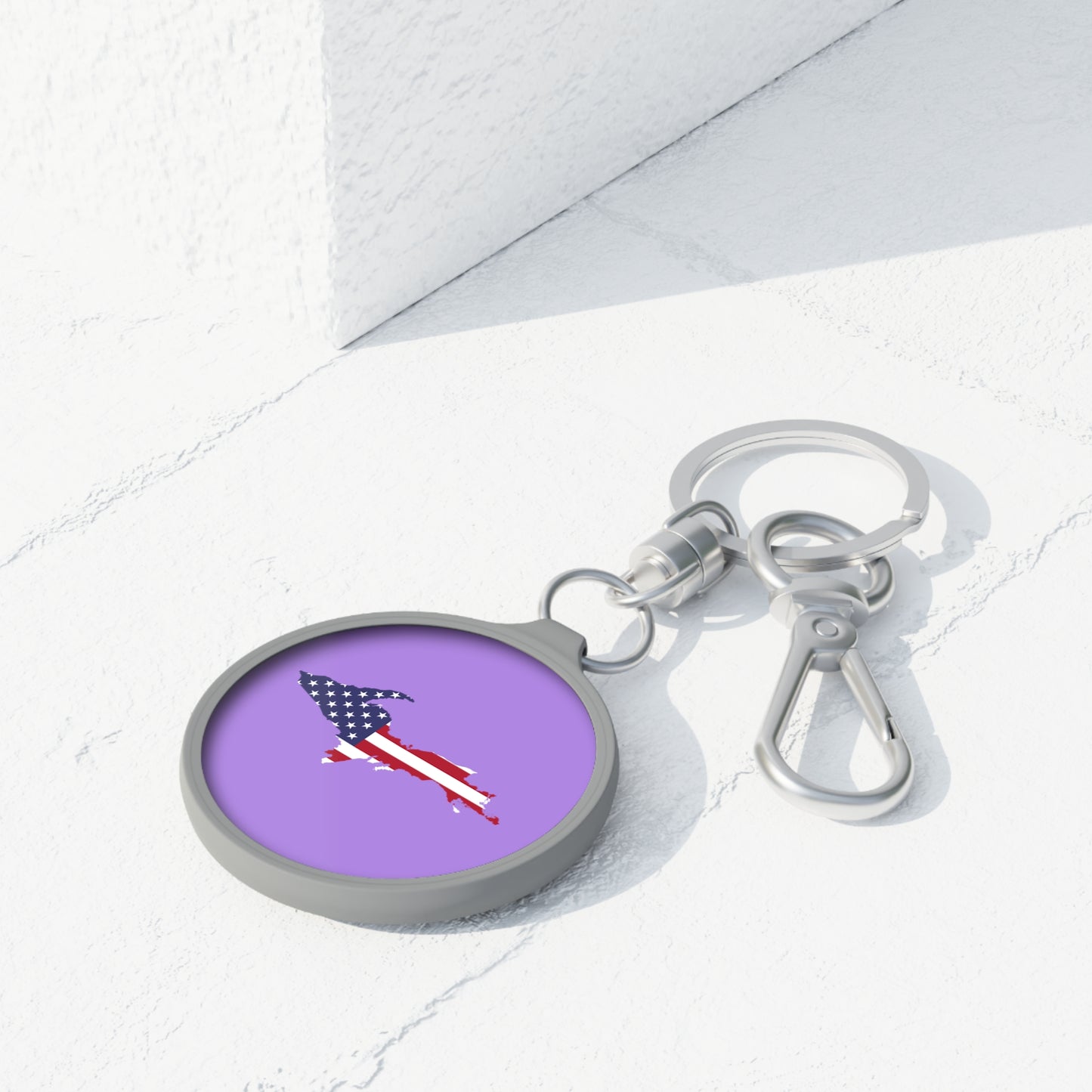 Michigan Upper Peninsula Keyring (w/ UP USA Flag) | Lavender