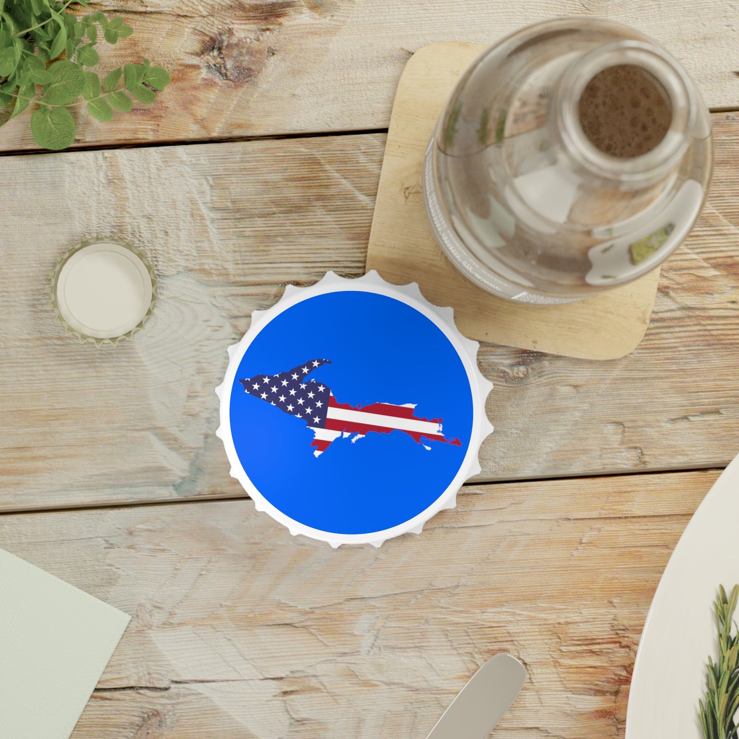 Michigan Upper Peninsula Bottle Opener (w/ UP USA Flag ) | Motor Town Blue