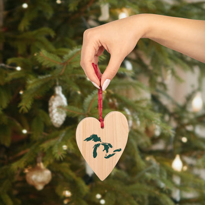 Great Lakes Christmas Ornament | Wooden - Laconic Green