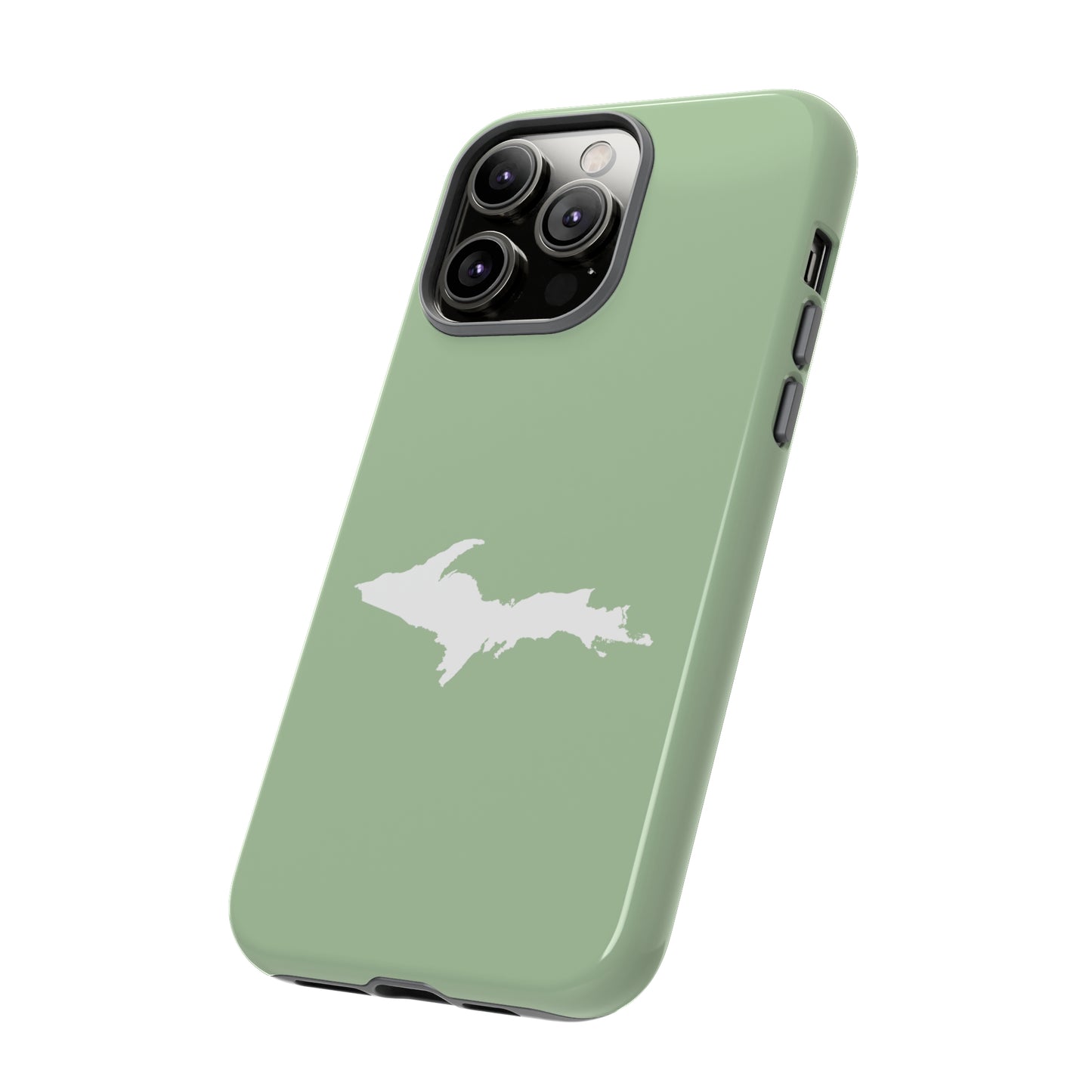 Michigan Upper Peninsula Tough Phone Case (Green Tea Color w/ UP Outline) | Apple iPhone