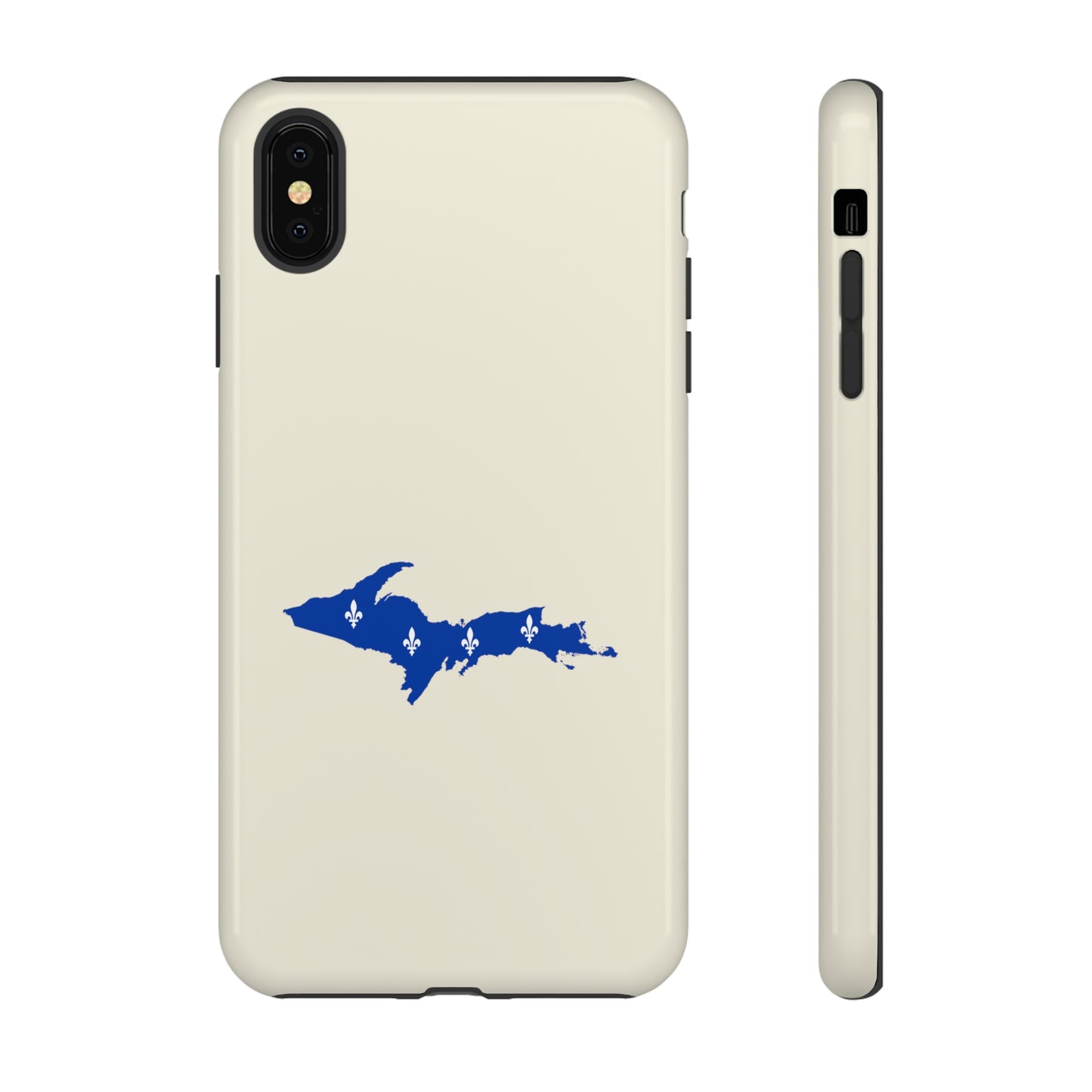 Michigan Upper Peninsula Tough Phone Case (Ivory White w/ UP Quebec Flag Outline) | Apple iPhone