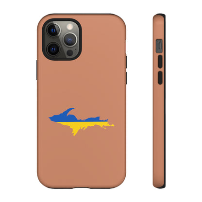 Michigan Upper Peninsula Tough Phone Case (Copper Color w/ UP Ukraine Flag Outline) | Apple iPhone