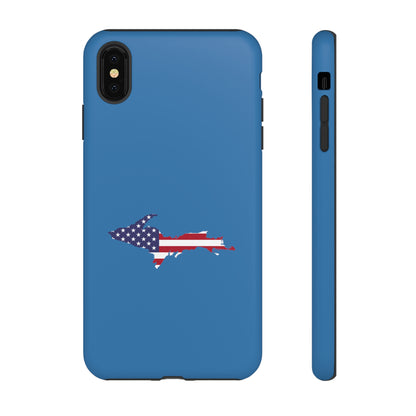 Michigan Upper Peninsula Tough Phone Case (Lake Superior Blue w/ UP USA Flag Outline) | Apple iPhone