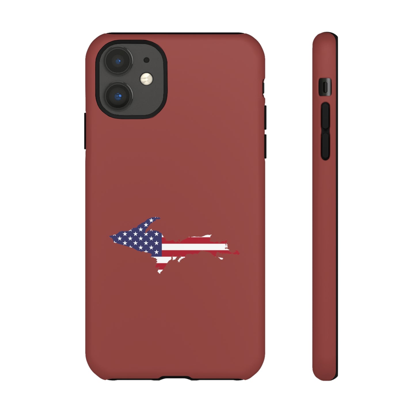 Michigan Upper Peninsula Tough Phone Case (Ore Dock Red w/ UP USA Flag Outline) | Apple iPhone