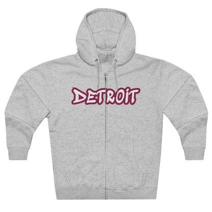 Detroit' Hoodie (Ruby Red Tag Font) | Unisex Full Zip