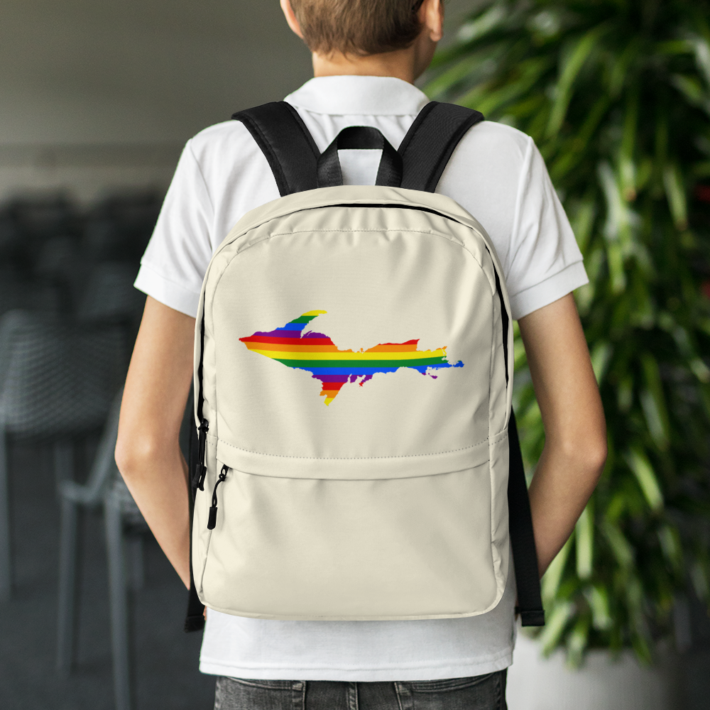 Michigan Upper Peninsula Standard Backpack (w/ UP Pride Flag Outline) | Canvas Color