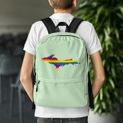 Michigan Upper Peninsula Standard Backpack (w/ UP Pride Flag Outline) | Bright Green Color