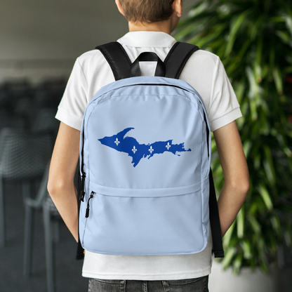 Michigan Upper Peninsula Standard Backpack (w/ UP Quebec Flag Outline) | Light Blue