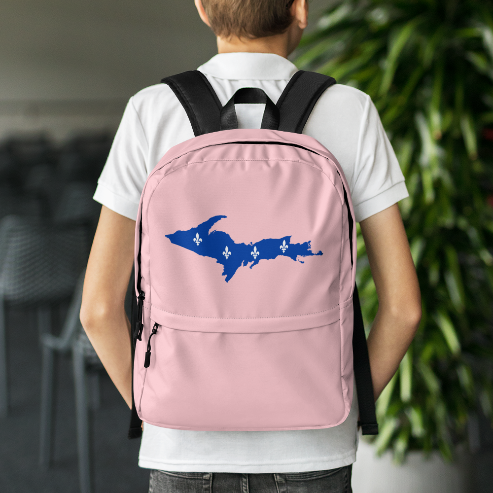 Michigan Upper Peninsula Standard Backpack (w/ UP Quebec Flag Outline) | Pink