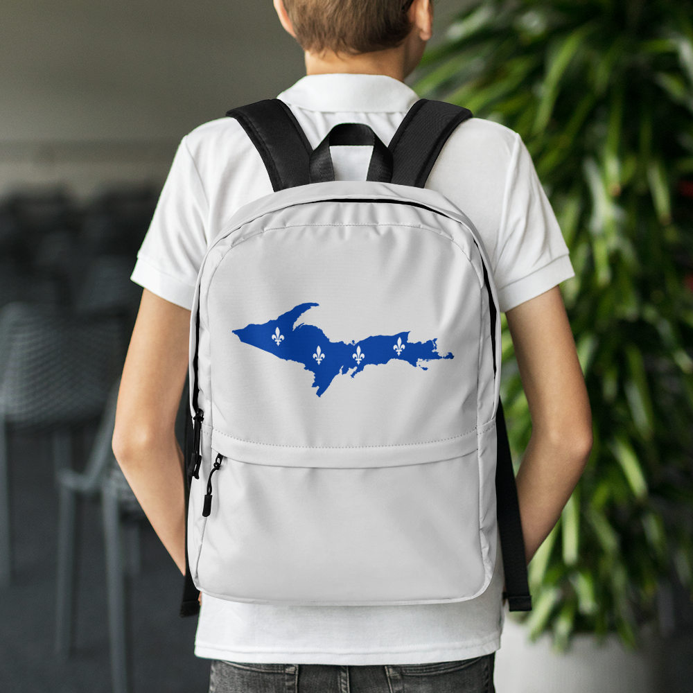 Michigan Upper Peninsula Standard Backpack (w/ UP Quebec Flag Outline) | Silver