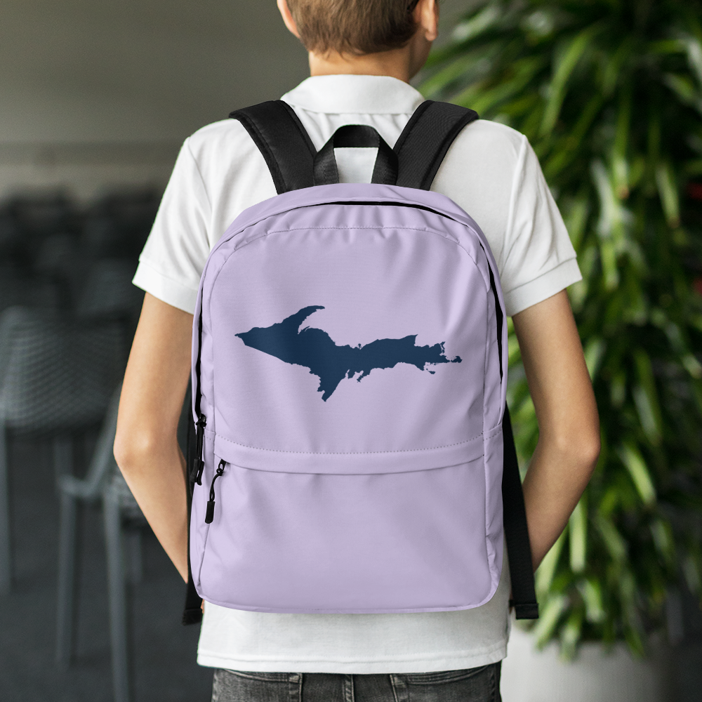 Michigan Upper Peninsula Standard Backpack (w/ Navy UP Outline) | Lavender