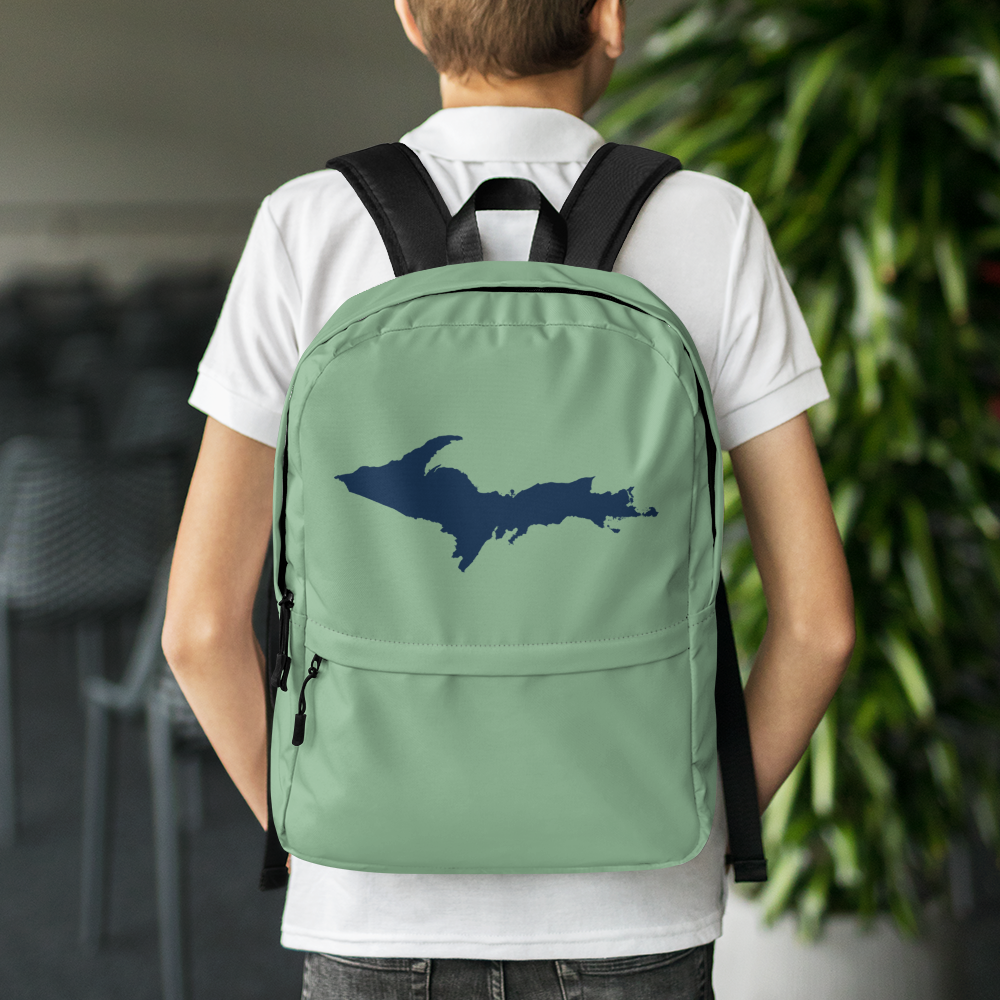 Michigan Upper Peninsula Standard Backpack (w/ Navy UP Outline) | Sea Green