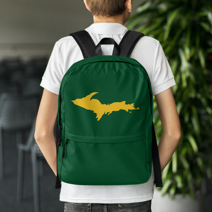 Michigan Upper Peninsula Standard Backpack (w/ Gold UP Outline) | Green