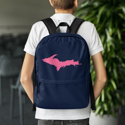 Michigan Upper Peninsula Standard Backpack (w/ Pink UP Outline) | Navy