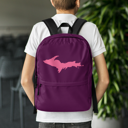 Michigan Upper Peninsula Standard Backpack (w/ Pink UP Outline) | Plum