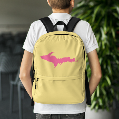 Michigan Upper Peninsula Standard Backpack (w/ Pink UP Outline) | Cherry Yellow