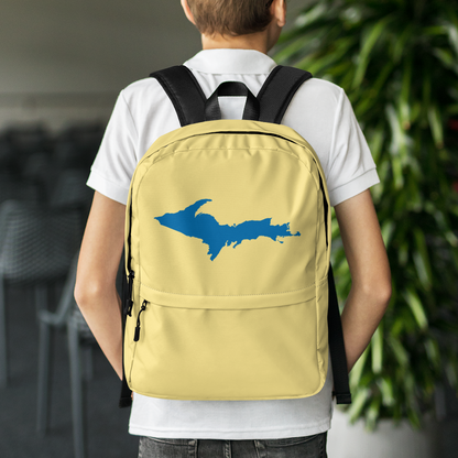 Michigan Upper Peninsula Standard Backpack (w/ Azure UP Outline) | Cherry Yellow