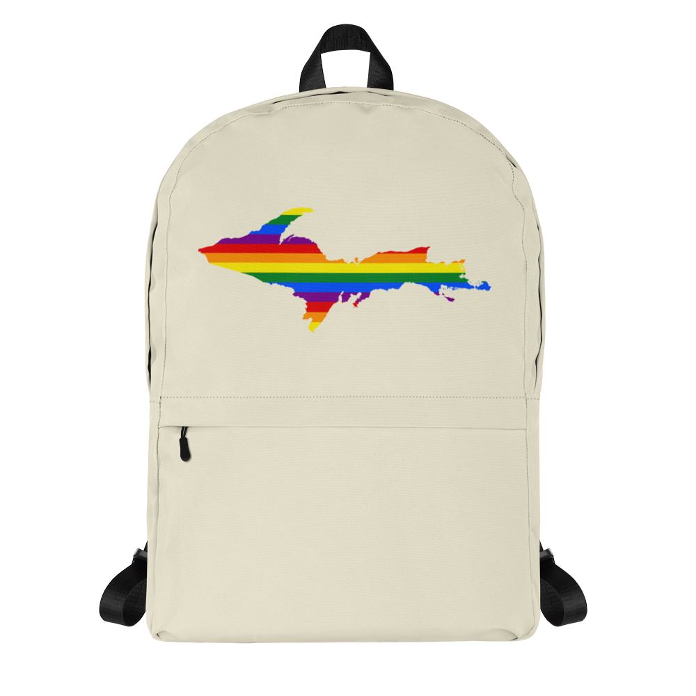 Michigan Upper Peninsula Standard Backpack (w/ UP Pride Flag Outline) | Canvas Color