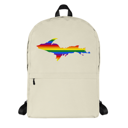 Michigan Upper Peninsula Standard Backpack (w/ UP Pride Flag Outline) | Canvas Color