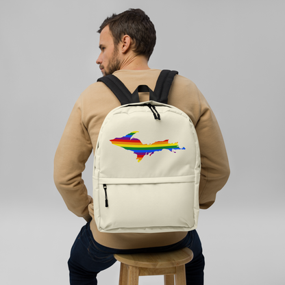 Michigan Upper Peninsula Standard Backpack (w/ UP Pride Flag Outline) | Canvas Color