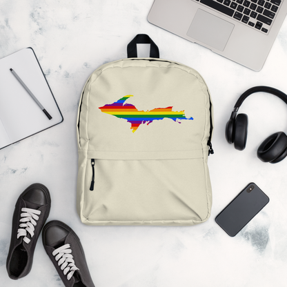 Michigan Upper Peninsula Standard Backpack (w/ UP Pride Flag Outline) | Canvas Color