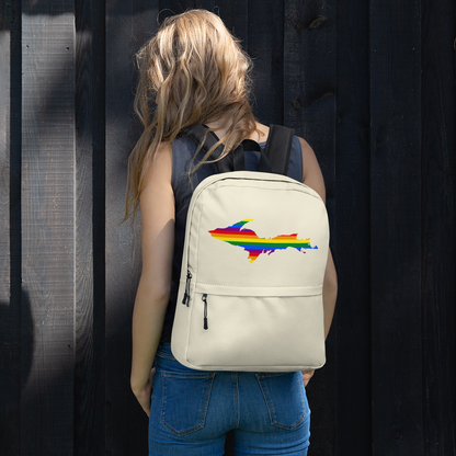 Michigan Upper Peninsula Standard Backpack (w/ UP Pride Flag Outline) | Canvas Color