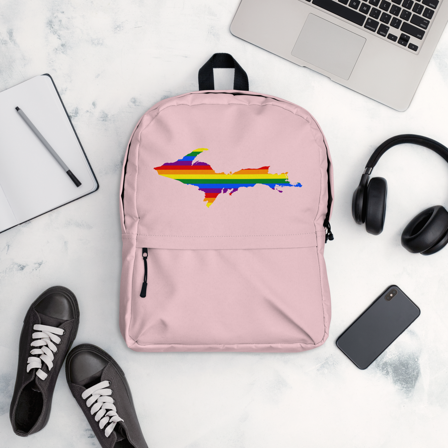 Michigan Upper Peninsula Standard Backpack (w/ UP Pride Flag Outline)