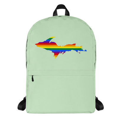 Michigan Upper Peninsula Standard Backpack (w/ UP Pride Flag Outline) | Bright Green Color