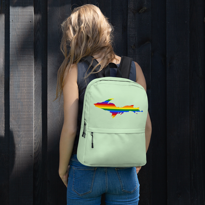 Michigan Upper Peninsula Standard Backpack (w/ UP Pride Flag Outline) | Bright Green Color