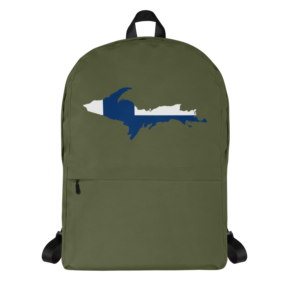 Michigan Upper Peninsula Standard Backpack (w/ UP Finland Flag Outline) | Army Green