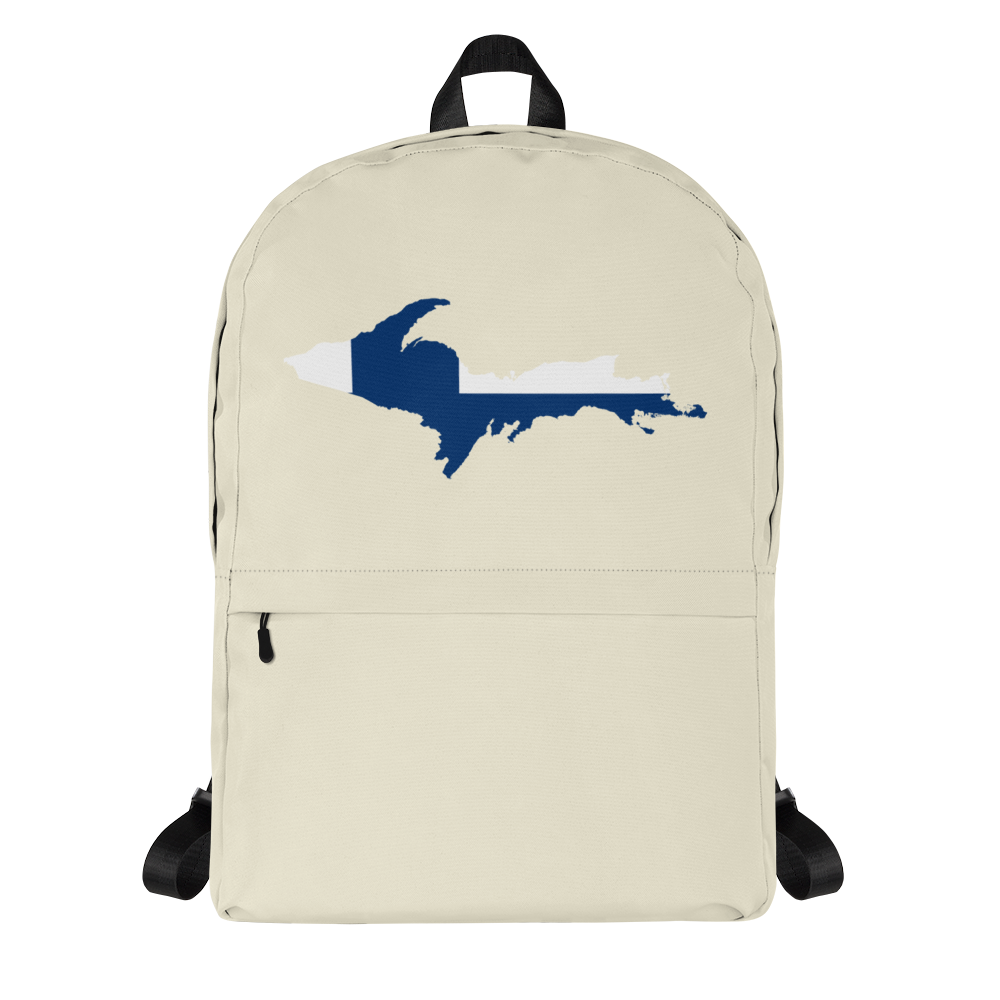 Michigan Upper Peninsula Standard Backpack (w/ UP Finland Flag Outline) | Ivory Color