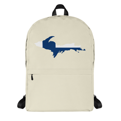 Michigan Upper Peninsula Standard Backpack (w/ UP Finland Flag Outline) | Ivory Color